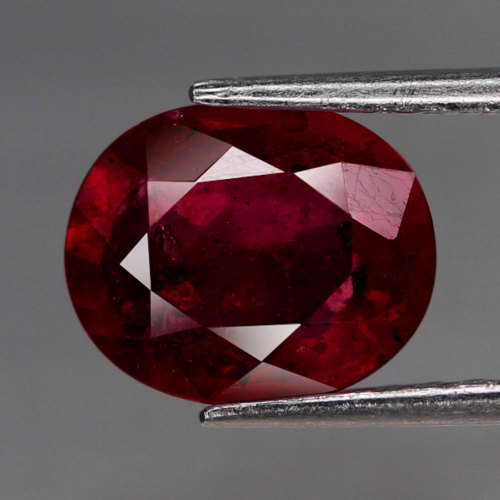 3.86Ct. Ruby  Oval Facet Red Sparkling & Good Color!