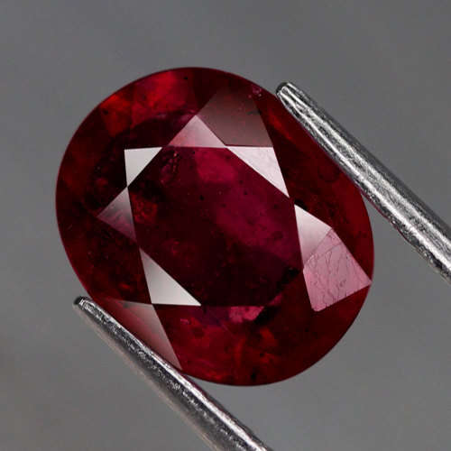 3.86Ct. Ruby  Oval Facet Red Sparkling & Good Color!