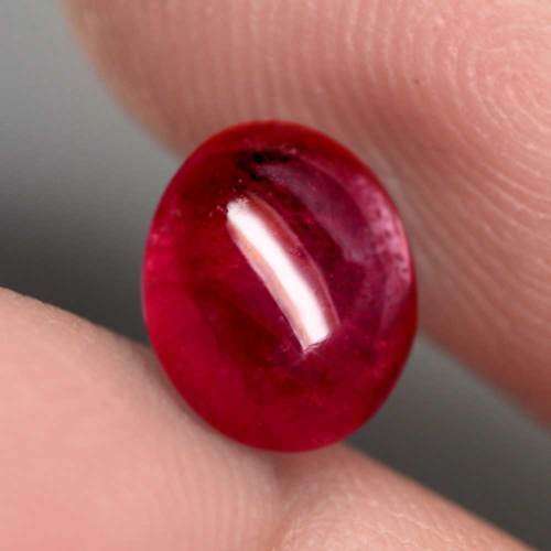 2.91Ct. Ruby Oval Pinkish Red Cabochon Top Blood Red Natural