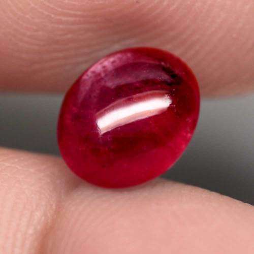 2.91Ct. Ruby Oval Pinkish Red Cabochon Top Blood Red Natural
