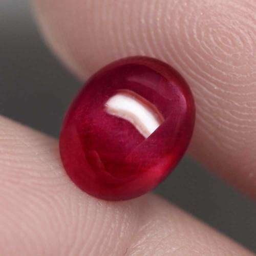 3.33Ct. Ruby Pinkish Red Oval Cabochon Natural  Mozambique Very Good Sparkling