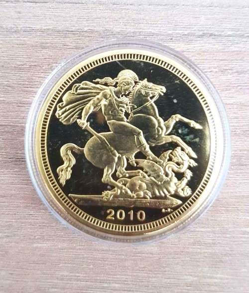 Regina Elizibeth British Sovereign  Coin 2010,St George slaying Dragon Reverse-Replica