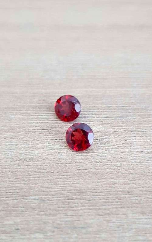 1.20Ct. Spessartine Garnet Round Red  **Pair**  Sparkling Untreated Natural