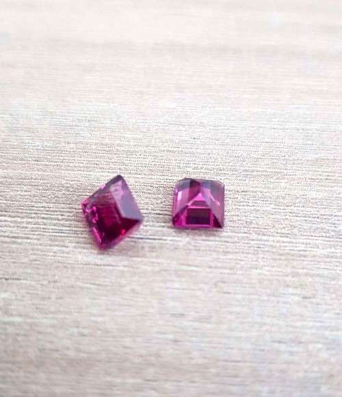 Rhodolite Garnet 1.83Ct. Cherry Pinkish Square Cut **Pair**.Ravishing Color!