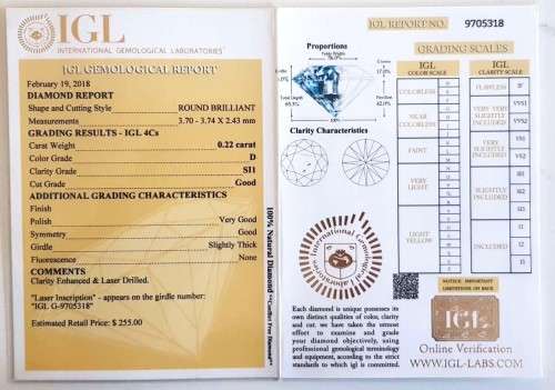 Diamond  0.22Cts  *CERTIFIED* Round  D/SI1 Loose Natural Diamond