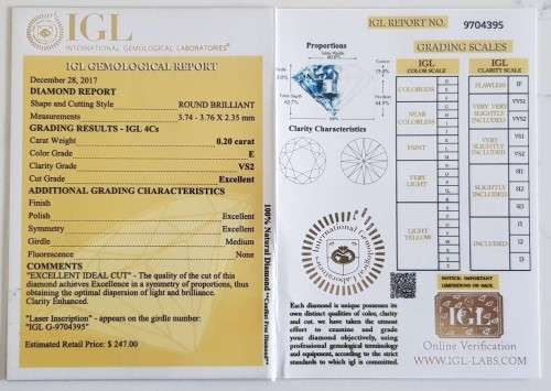 0.20Cts  DIAMOND SPARKLING E/VS2 Round Cut `Certified`