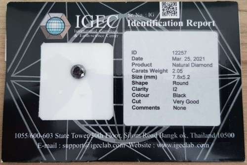 2.05Ct Diamond Jet Black Round **Certified** Loose Natural