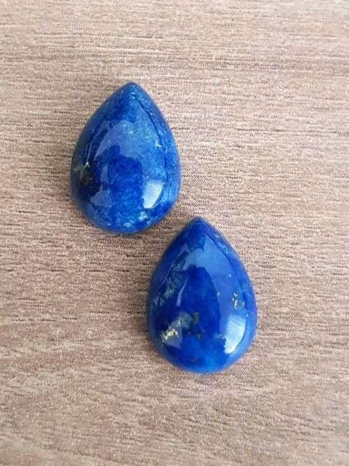 LAPIS LAZULI PEAR SHAPE **MATCHING PAIR**GEMSTONES 10X14 MM 10.40Cts CABOCHON  NATURAL