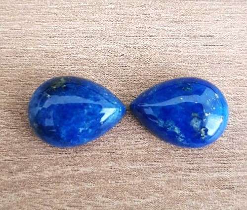 LAPIS LAZULI PEAR SHAPE **MATCHING PAIR**GEMSTONES 10X14 MM 10.40Cts CABOCHON  NATURAL