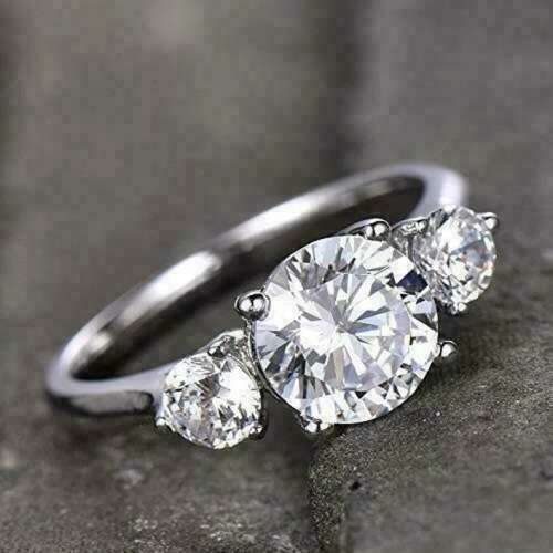 3.00 Carat Trilogy Moissanite **GRA Certified**  VVSI/D Engagement Ring in Sterling Silver