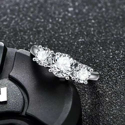 3.00 Carat Trilogy Moissanite **GRA Certified**  VVSI/D Engagement Ring in Sterling Silver