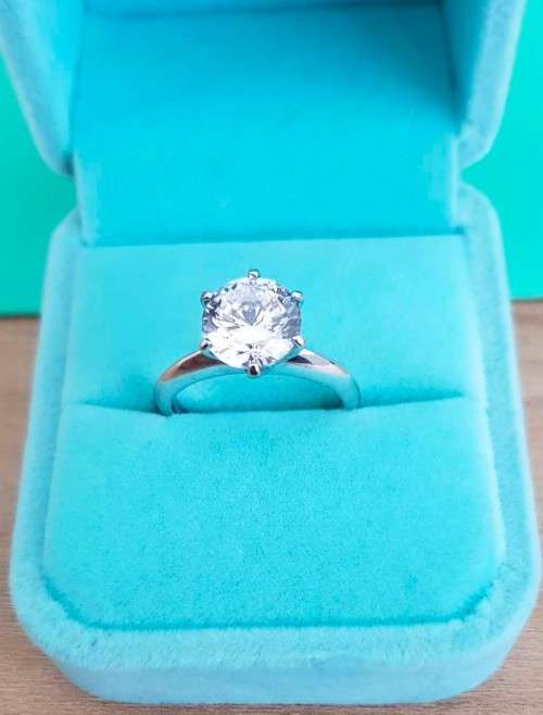 2.00 Carat Round SONA Diamond **Certified**  VVSI/D Engagement Ring Plated in Platinum