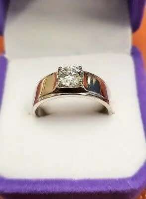 1.00Carat Moissanite Mens**GRA Certified**  VVSI/D  Ring in Sterling Silver