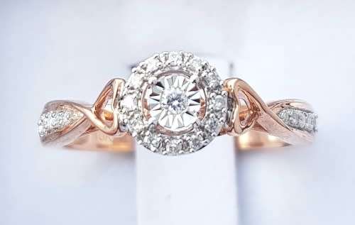 **HALO COLLECTION ** DESIGNER  0.250ct  DIAMOND RING  ROSE GOLD