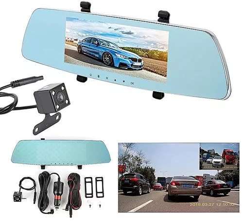 LCD DVR Mirror Dash Cam Rear View Mirror Camera 170° Wide Angle Dual Lens Driving Recorder