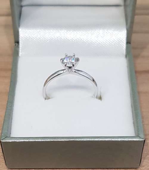 0.50cts Moisannite Solitaire Ring Round Cut 14KT **White Gold**