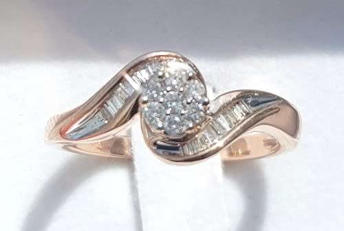 0.325ct  DIAMOND SWIRL DESIGN RING  ROUND / BAGUETTE CUT  ROSE GOLD **STUNNING **