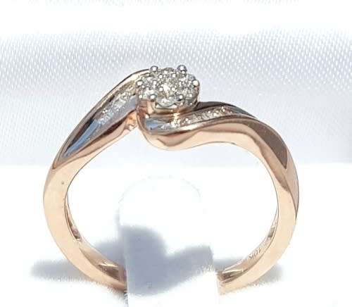 0.325ct  DIAMOND SWIRL DESIGN RING  ROUND / BAGUETTE CUT  ROSE GOLD **STUNNING **