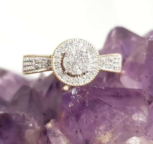 0.300ct DIAMOND RING CLUSTER HALO DESIGN YELLOW GOLD