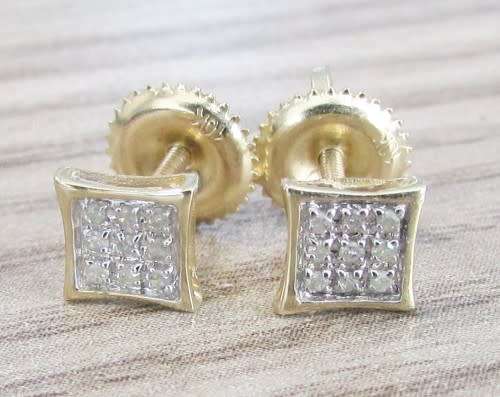 DIAMOND EARRINGS 0.200Cts MICRO PAVE SET  | YELLOW GOLD **DIAMOND CLUSTER **