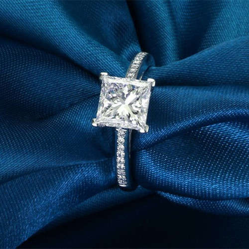 Princess Square Design  Engagement 925 Sterling Silver