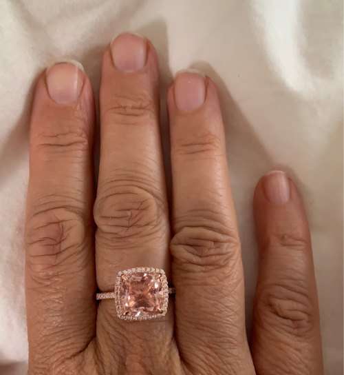 Morganite Created Gemstone  Ring Luxury 100% 925 Sterling Silver