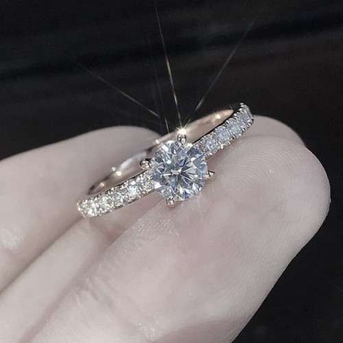1Ct Ring Delysia King Women Trendy Shiny Crystal Ring Simplicity Elegant