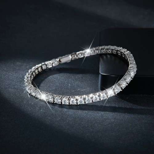 Moissanite 3mm Tennis Bracelets 100% 925 Sterling Silver Set in Sterling Silver **Certified*