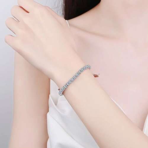 Moissanite 3mm Tennis Bracelets 100% 925 Sterling Silver Set in Sterling Silver **Certified*