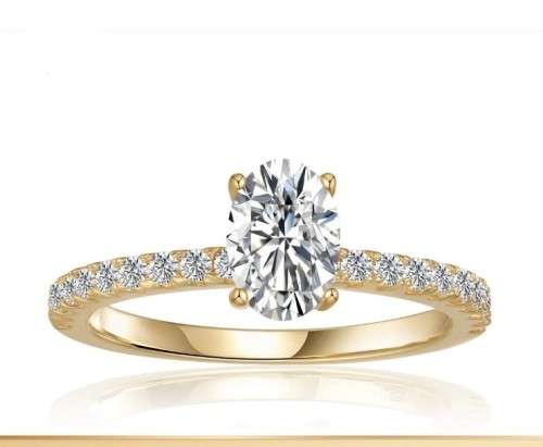 1.00 Carat Moissanite Oval **GRA Certified**  VVSI/D Engagement Ring Yellow Gold