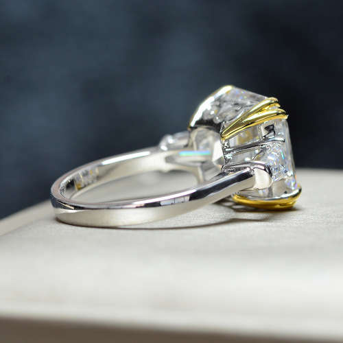 Pink Radiant & Trillion cut Trilogy Ring 925 Sterling Silver pillow Gemstone