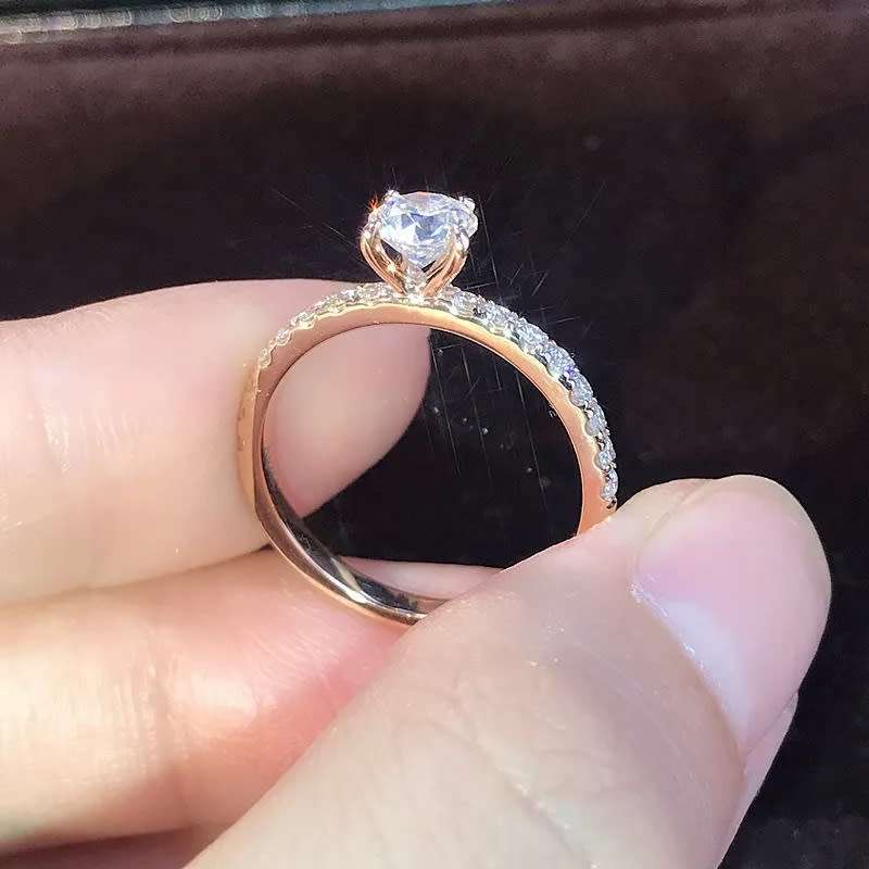 1Ct Ring Delysia King Rose Gold Trendy Shiny Crystal