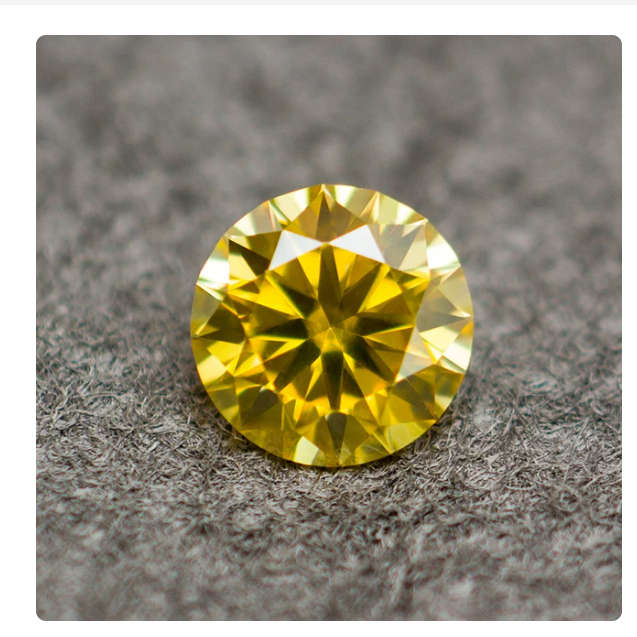 2Cts MOISSANITE  GOLDEN YELLOW  VVSI  8mm ROUND **GRA Certified **BRILLIANT CUT