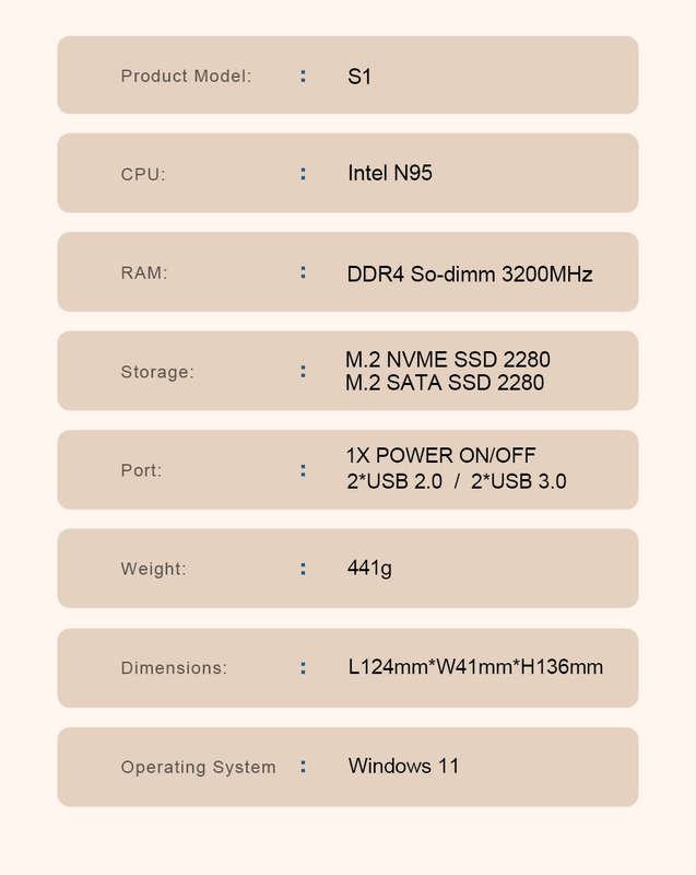 Mini PC Intel Alder Lake N95 Windows 11 Ultra Small Pocket Computer  SSD Full Function