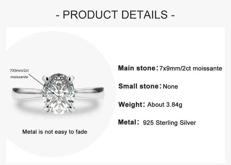 2.00 Carat Moissanite Oval **GRA Certified**  VVSI/D Engagement Ring in Sterling Silver