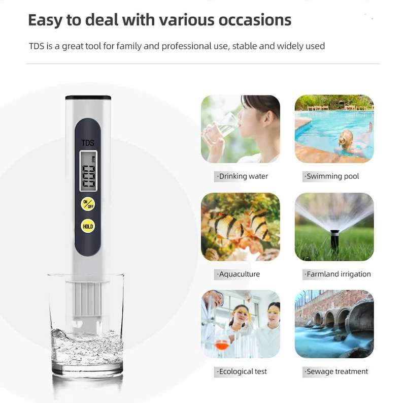 Water Purity Tester TDS EC Meter Range 0-9990 - Quality Testing