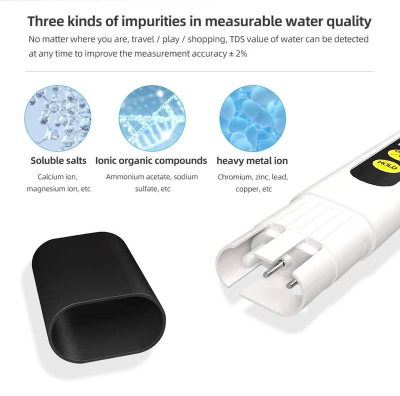 Water Purity Tester TDS EC Meter Range 0-9990 - Quality Testing