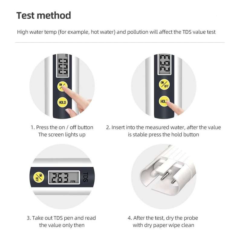 Water Purity Tester TDS EC Meter Range 0-9990 - Quality Testing