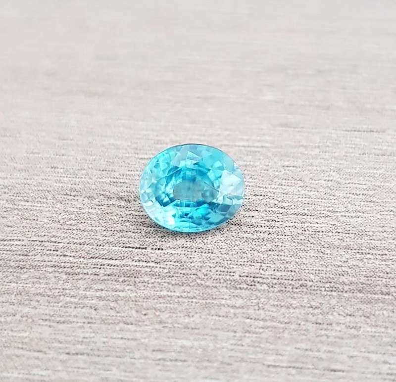 1.31 Ct. Zircon Natural Oval Facet Blue Sea Glistening Cambodia