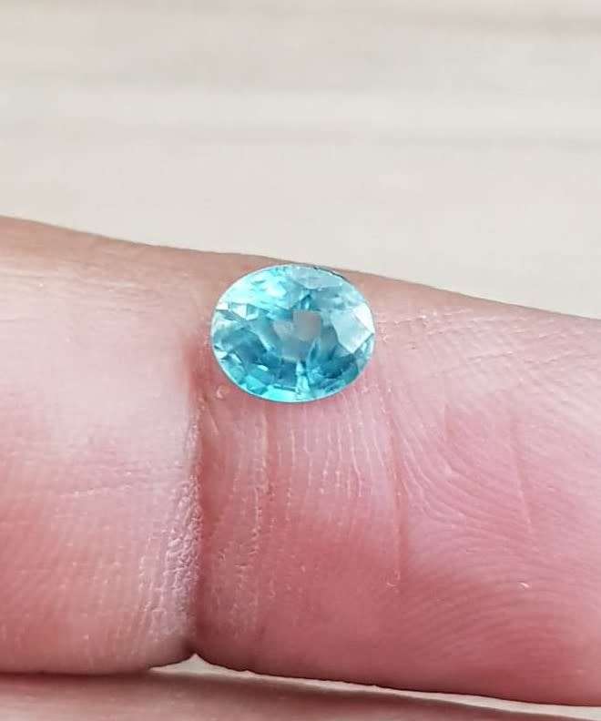1.31 Ct. Zircon Natural Oval Facet Blue Sea Glistening Cambodia