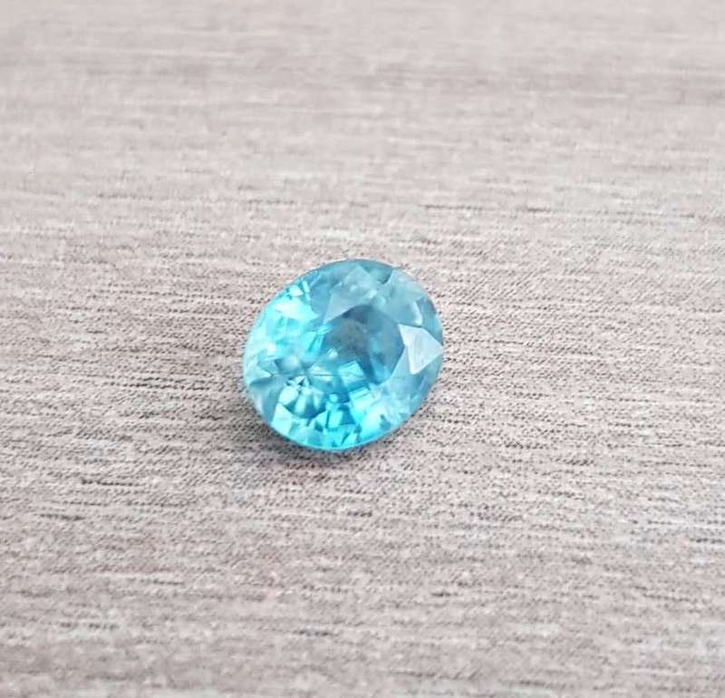 1.31 Ct. Zircon Natural Oval Facet Blue Sea Glistening Cambodia