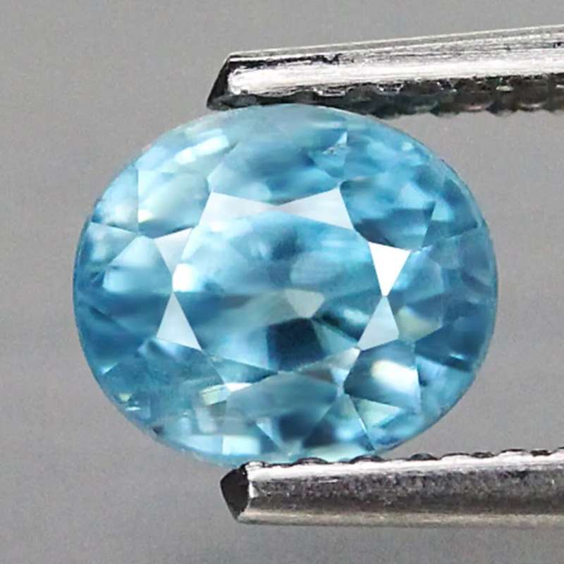 1.63Ct. Zircon Blue Oval Shape Cambodia Gem Ultra Lustrous Ravishing Colour!Natural