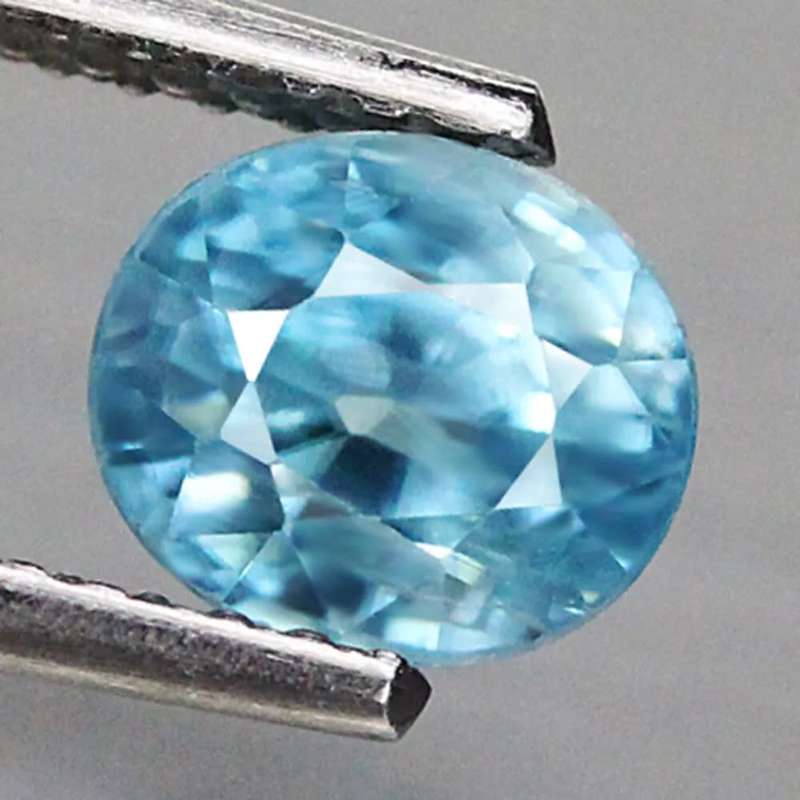 1.63Ct. Zircon Blue Oval Shape Cambodia Gem Ultra Lustrous Ravishing Colour!Natural