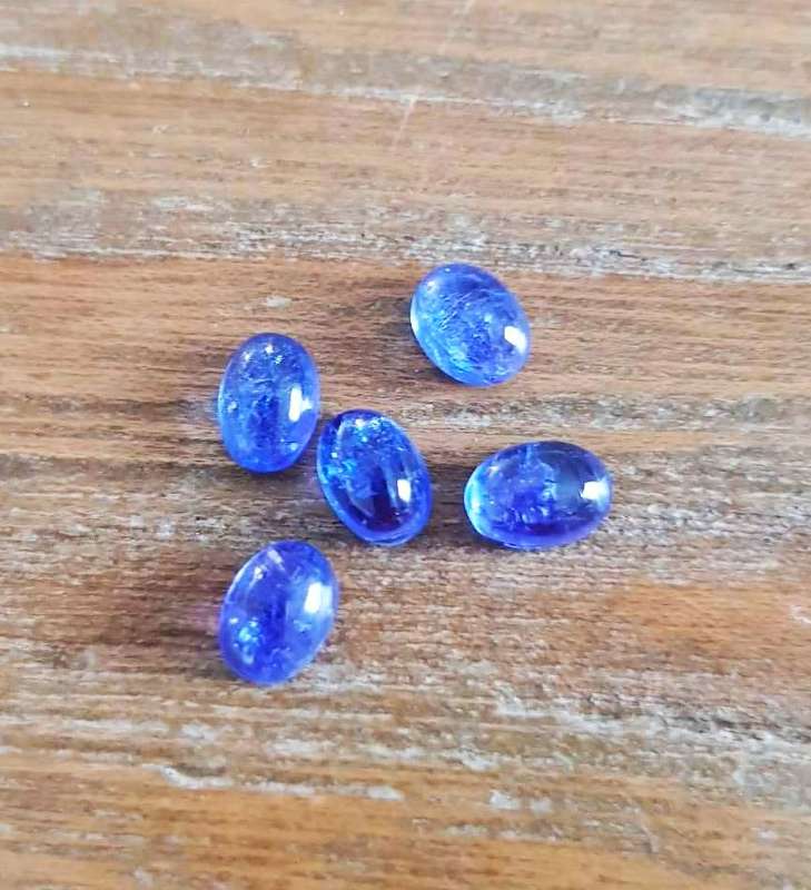 Purplish Blue Tanzanite 1Pcs Oval Cabochon 7x5MM. Ravishing Colour & Full Fire!