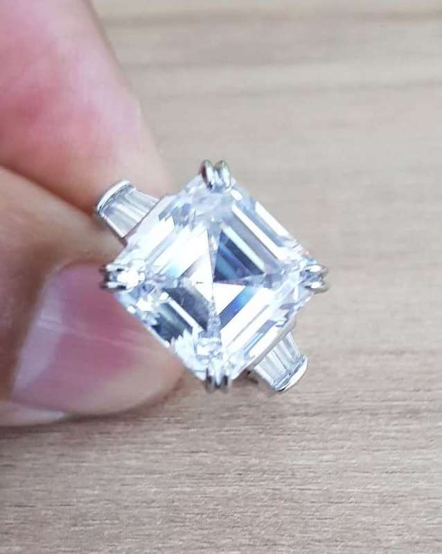 Trilogy 9.50Cts Asscher Cut Ring Luxury Cocktail 12*x12mm Quartz  **925 Sterling Silver **