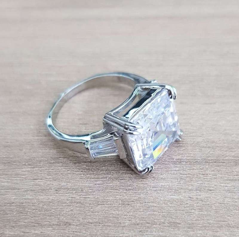 Trilogy 9.50Cts Asscher Cut Ring Luxury Cocktail 12*x12mm Quartz  **925 Sterling Silver **