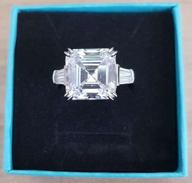 Trilogy 9.50Cts Asscher Cut Ring Luxury Cocktail 12*x12mm Quartz  **925 Sterling Silver **