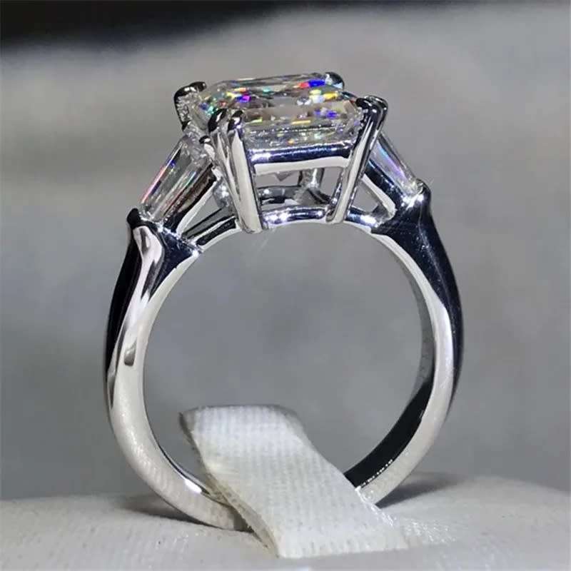 Trilogy 9.50Cts Asscher Cut Ring Luxury Cocktail 12*x12mm Quartz  **925 Sterling Silver **