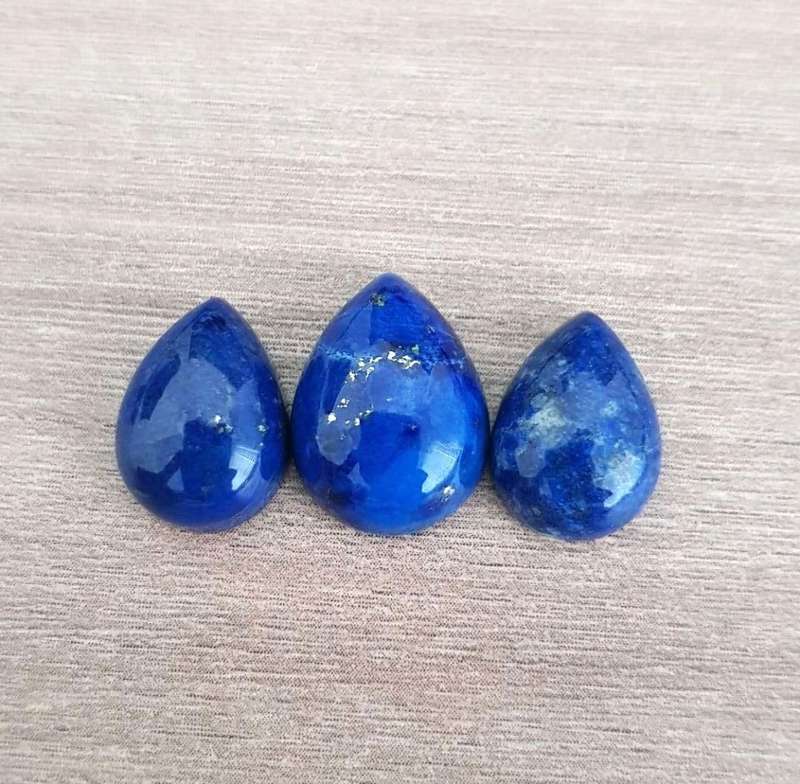 LAPIS LAZULI PEAR SHAPE **MATCHING PAIR**GEMSTONES 20.66Cts CABOCHON  NATURAL