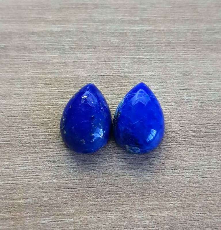LAPIS LAZULI PEAR SHAPE **MATCHING PAIR**GEMSTONES 10X14 MM 11.98Cts CABOCHON  NATURAL